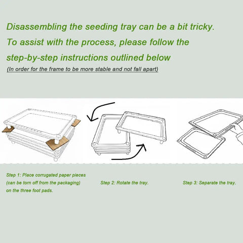 Instructional diagram for disassembling Five Tier Seed Starter Tray Stand With Self Watering Reservoir For Indoor And Outdoor Use