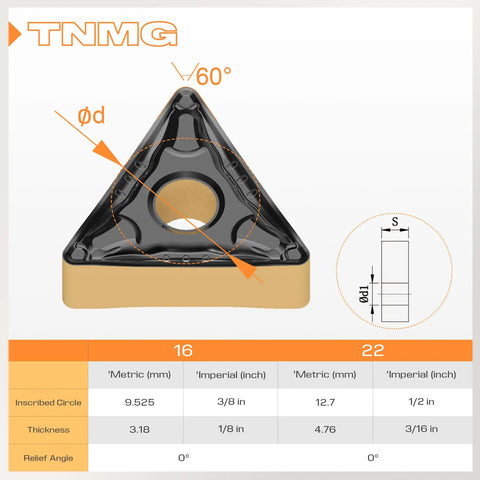Diagram showing dimensions of Pro Grade Semi Finishing Carbide Inserts TNMG432 And TNMG220408 MD for Metal Lathe Cutting Steel