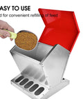 Heavy Duty Galvanized Chicken Feeder Rat Proof Poultry Food Dispenser With Secure Lid, easy-to-use lid for refilling feed.