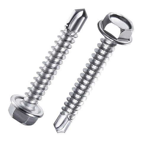 Hardcore Boss Grade 440 Piece 410 Stainless Steel Self Tapping Screw Assortment Kit For Sheet Metal Flat Big Flat Hex Head close-up.