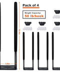Heavy Duty Garage Wall Hooks Set, 12.4 Inch Steel Tool Hanger Rack With Non Slip Rubber Coated Hooks, 4 Pack Includes Screws And Anchors