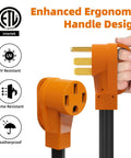 Heavy Duty 50 Amp RV EV Power Splitter Adapter Cord transforms single NEMA 14-50P plug with ergonomic design and safety features.