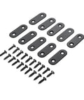 10 Piece Stainless Steel Straight Bracket Set For DIY Fixes At Home Across Projects with screws, flat black finish.