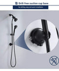 Oil Rubbed Bronze 2 In 1 Shower Head Set With Liftable Handheld 5 Functions Dual Shower Heads shown with suction cup base