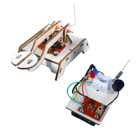 Hands On Telegraph Model Kit For Kids And Students, Fun Wood Craft DIY Science Experiment, showing transmitter and receiver components.