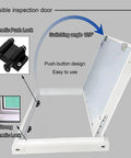 Solid As A Rock Drywall Access Panel 15 By 23 Inches Magnetic Push Latch showing push-button lock and 120° opening angle.