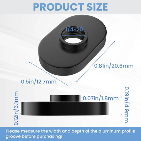 Diagram showing product size for Twenty Pack 1/4-20 Threaded Centered Slide In T Slot Bolts, Black Zinc Plated, for 15 Series Profiles Rail