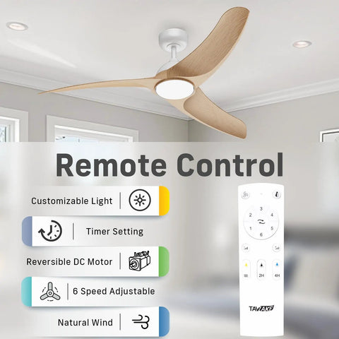 42 Inch Low Profile Ceiling Fan With Light And Remote, Flush Mount Modern Indoor Outdoor Ceiling Fan, beige blades