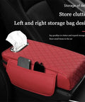 Premium Waterproof PU Leather Center Console Armrest Booster Cushion Pad Fit For Tesla Cybertruck 2025 with storage pockets.