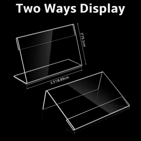 30 Piece Small Acrylic Sign Holders Three And A Half By Two Inches Clear Tabletop Display Stands for versatile display