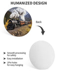 Dope Circular Metal Wall Art Featuring A Vintage Locomotive Train For Living Room And Office Decor Large Round Sign