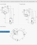 Touch-Free Induction Faucet, with Eyewash, 360 Degrees Rotating Water Outlet, Sensing Distance 40cm,for Lab, Hospitals,Warehouses dimensions diagram.