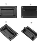 Recessed Pull Handle Set Black Zinc Alloy Flush Cabinet And Toolbox Handle 95mm by 60mm by 14mm Includes Four Stainless Steel Screws