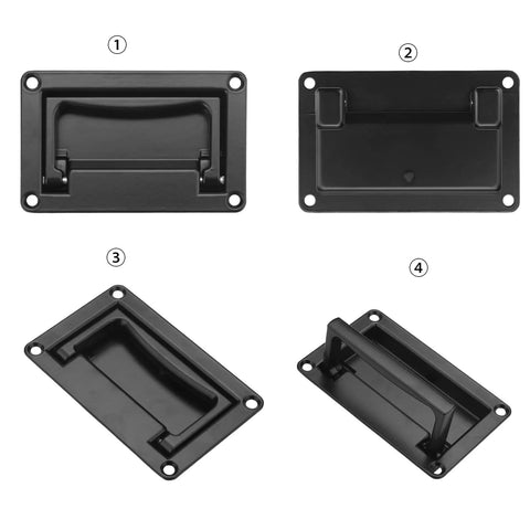 Recessed Pull Handle Set Black Zinc Alloy Flush Cabinet And Toolbox Handle 95mm by 60mm by 14mm Includes Four Stainless Steel Screws