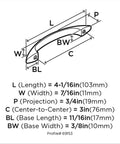 Technical diagram of Oil Rubbed Bronze Cabinet Pulls 3 Inch Center To Center 10 Pack Contemporary Drawer Handles dimensions and annotations.