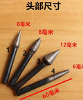 Image of four Heavy Duty Sintered Diamond Grinding Bits featuring 6Mm shanks, sizes labeled for stone carving and metal work.