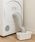Indoor Dryer Lint Trap Vent Kit With 48 Inch Flexible Aluminum Hose And Interlocking System attached to dryer indoors