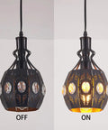 Plug In Pendant Lighting Swag Lamp In Black Iron With Adjustable Cord Vintage Rustic Hanging Ceiling Fixture Dimmable On and Off