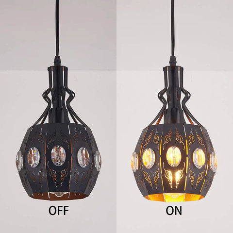 Plug In Pendant Lighting Swag Lamp In Black Iron With Adjustable Cord Vintage Rustic Hanging Ceiling Fixture Dimmable On and Off