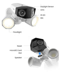 Slick 4K PoE Outdoor Security Camera Duo With Tough Built In Led Floodlight captures detailed features including floodlight and sensors.