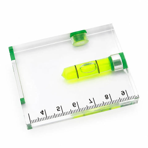 RuiJOTWAT Clear Magnetic Spirit Level Dual Direction Mini Spirit Level Tool For Carpentry Diy Projects with yellow vial and ruler.