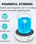 MS3 Magnetic Stirrer Mixer With 1800 RPM Brushless Motor, 3000 ML Capacity in use with blue liquid swirl