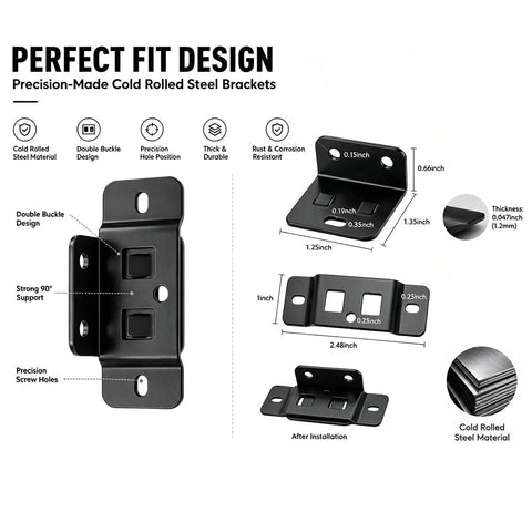 Beefy Heavy Duty Corner Brackets Set with Quick Fitting L Shape Furniture Joint Braces Black 20 Pieces Precision Design