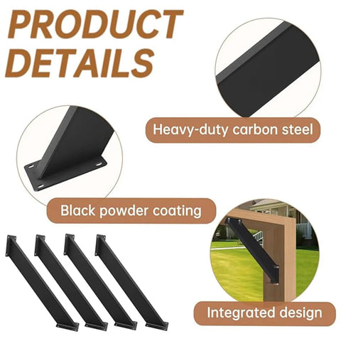 Heavy Duty 45 Degree Corner Bracket Set For Pergolas Gazebos Cabins And Patios Steel Corner Braces With Pre Drilled Holes Built To Haul Big Loads For Wooden Structures Patio And Outdoor Shelters 4 Pieces