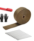 2 Inch By 16 Foot Titanium Fiberglass Exhaust Heat Wrap Roll With Heat Shield Tape Kit Includes 10 Stainless Zip Ties Gloves Red Tool