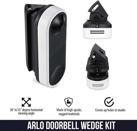 Horizontal Wedge Wall Mount For Arlo Essential Wired Video Doorbell With 30 To 55 Degree Adjustable Tilt For Precise Frontal View And Flexible Mounting Options Black For Indoor Or Outdoor Use
