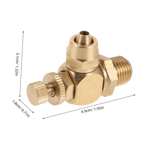 Air Regulator Valve For Precise Flow Control Up To 8mm Push In Tube Fitting Brass With One Quarter Inch Npt Male Thread Ideal For Automotive Door Pump And Pneumatic Systems, brass 4.9cm valve with 8mm push-in fitting