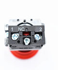 Red Mushroom Emergency Stop Button Switch 22mm NC Latching 600V 10A front view, showing durable plastic and metal construction