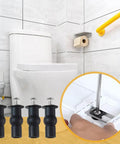 Solid Brass Core Expanding Rubber Screw Bolts For Universal Top Mount Toilet Seats Blind Hole Quick Replacement Hardware Kit Four Piece Set showing black rubber bolts with silver screws.