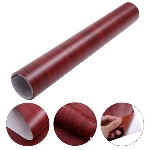 Waterproof Self Adhesive Wood Grain Wallpaper Peel And Stick Removable Vinyl Decal For Kitchen Counters Cabinets And Walls in a roll.