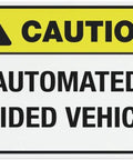 Indoor Outdoor AGV Safety Warning Sign 8x12 Inch, Built Tough Durable Aluminum Plaque With Bold Clear Lettering, yellow caution