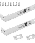 6 Inch Flush Bolt For Double French Doors And Patio Wood Doors Built Tough Heavy Duty Stainless Steel Concealed Sliding Door Latch In Brushed Chrome Finish Pack Of 2 With Mounting Screws Included
