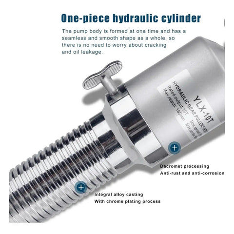 Close-up of a one-piece hydraulic cylinder for Heavy Duty Hydraulic Gear Puller 30 Ton Capacity With Storage Case.