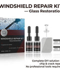 Windshield Crack Repair Kit With 2026 Upgraded Glass Repair Fluid, bottles, syringe, tools, packaging for quick fixes
