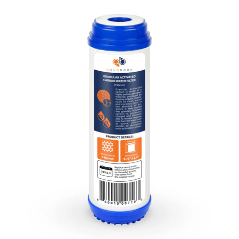 Five Micron 10 Inch GAC Water Filter Cartridge Replacement For AP117 GAC 10 GAC1 4 Pack Coconut Shell Carbon with label