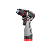 Pro Grade Cordless Brushless Impact Drill With Rock Solid Metal Ratchet Chuck Two Speed Heavy Torque Motor Household Power Screwdriver Tool For Hard Knock Jobs, side view showcasing ergonomic grip and metal chuck.