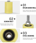 Heavy Duty Nylon Sliding Gate Rollers 4 Pack for Smooth Quiet Gate Motion with 2 Inch Light Yellow Wheels and Steel Bearing