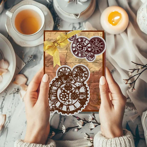 Clear Mechanical Gear Stamp Set With Transparent Gear Patterns For Scrapbooking And Card Making Steampunk Vibe Rubber Stamps