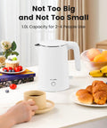 Electric Kettle Stainless Steel 1 Liter 1200W Quick Boil With Double Wall Cool Touch Design Auto Shut Off BPA Free 304