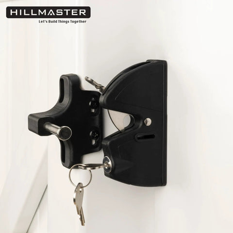 No Sweat Key Lockable Double Swinging Gate Latch Top Shelf Heavy Duty Fence Hardware For Outdoor Yards Metal Wood Vinyl With Smooth Operation And Rustproof Black Build on white fence post