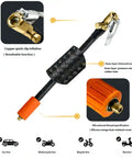 Heavy Duty Air Pump Hose Connector With Locking Air Chuck For Std Tire Valves And Fine Thread Tire Inflator Hose Adapter Fits Car Motorcycle Bike For Rescue Work With Screw Clamp Flex Ranging 16Cm To 100Cm For Quick Fixes Any Time Keep Your Ride Safe, braided hose