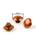 Orange M10 Hex Socket Bolt Head Cap Cover For Universal Fit Aluminum 6061 Anodized Alloy, three views showing dimensions