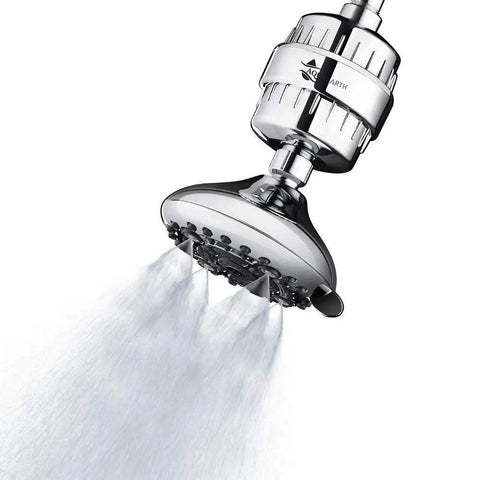 Shower Filter For Hard Water With Vitamin C That Kicks Chlorine, Fluoride, Heavy Metals And Rust, chrome shower head in use