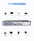 Back view of 4K 8 Channel Hybrid Security System with AI Motion Detection and Smart Search showing ports and connections.