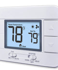 No Fuss Non Programmable Thermostat For Home 1 Heat 1 Cool Single Stage System with Humidity Display and Large LCD Backlit Screen