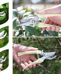 Must Have Grab And Go Garden Shears Set Of 2 With Bypass Pruning Shears And Straight Blade Garden Scissors, lightweight ivory handle